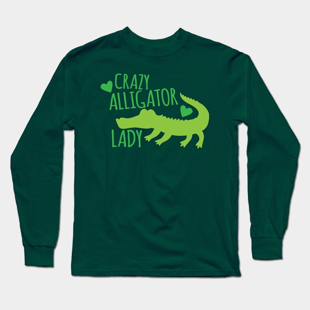 Crazy Alligator lady Long Sleeve T-Shirt by jazzydevil